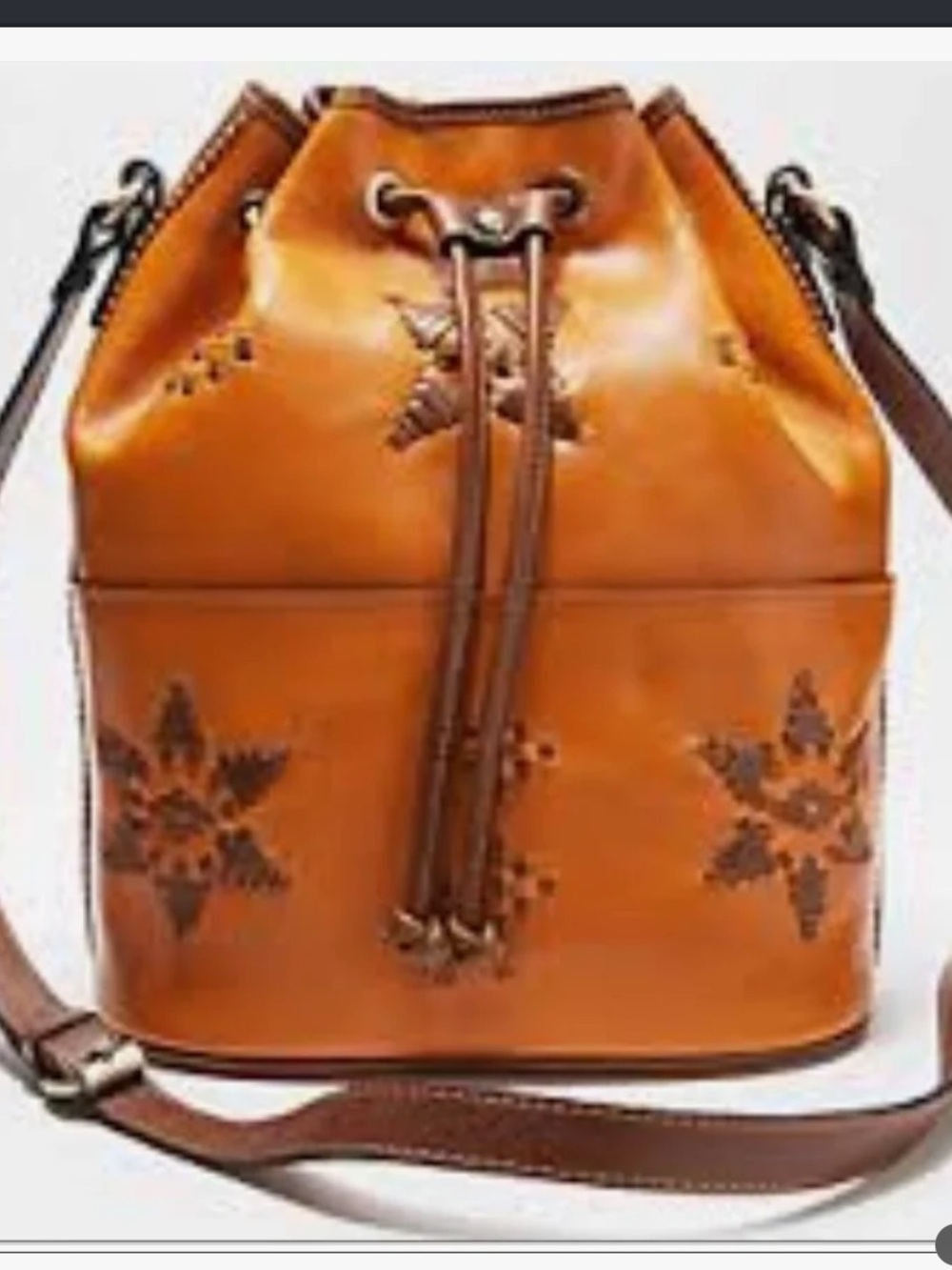 Patricia Nash Brindisi Leather Bucket Bag with Star Embossing